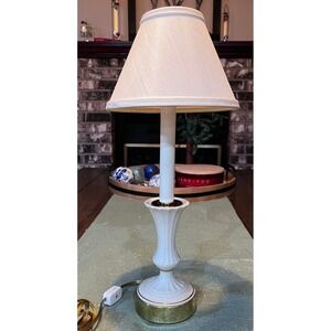 Lenox Candlestick Buffet Lamp Ivory with Gold Base and Trim 20 inch